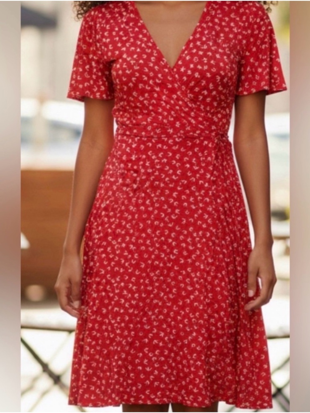 41 Hawthorn Red Floral Wrap Midi Dress